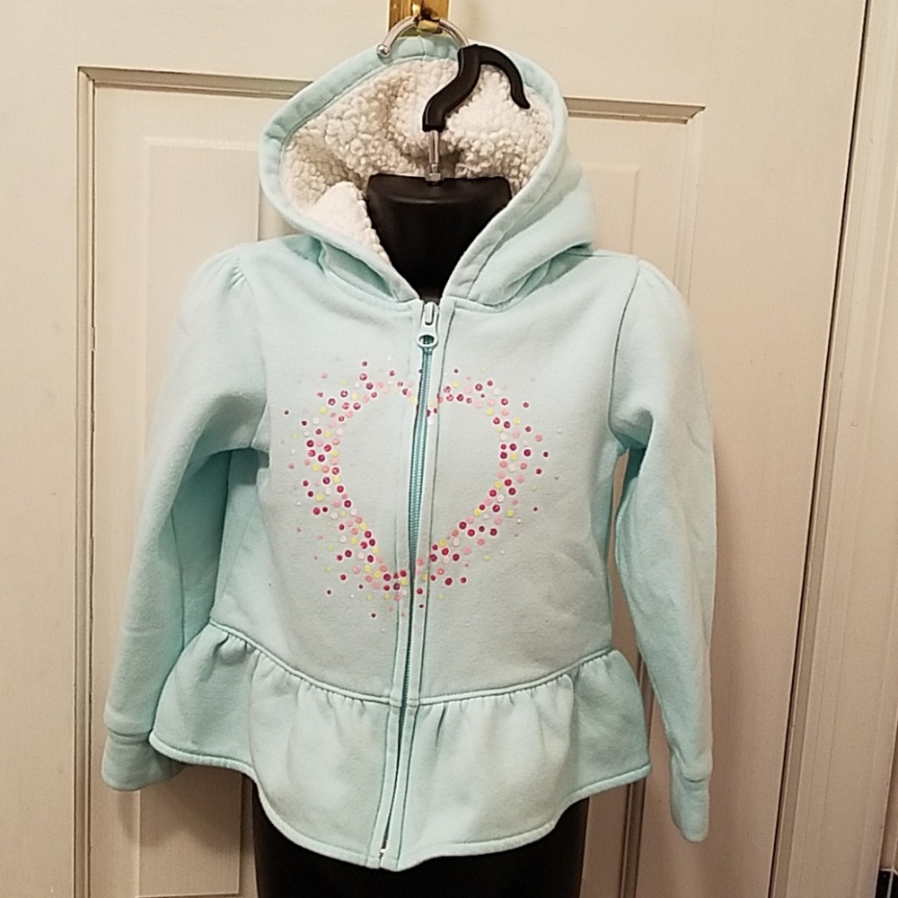 Toddler Girl Fleece Zip Up Hoodie with Peplum 4T